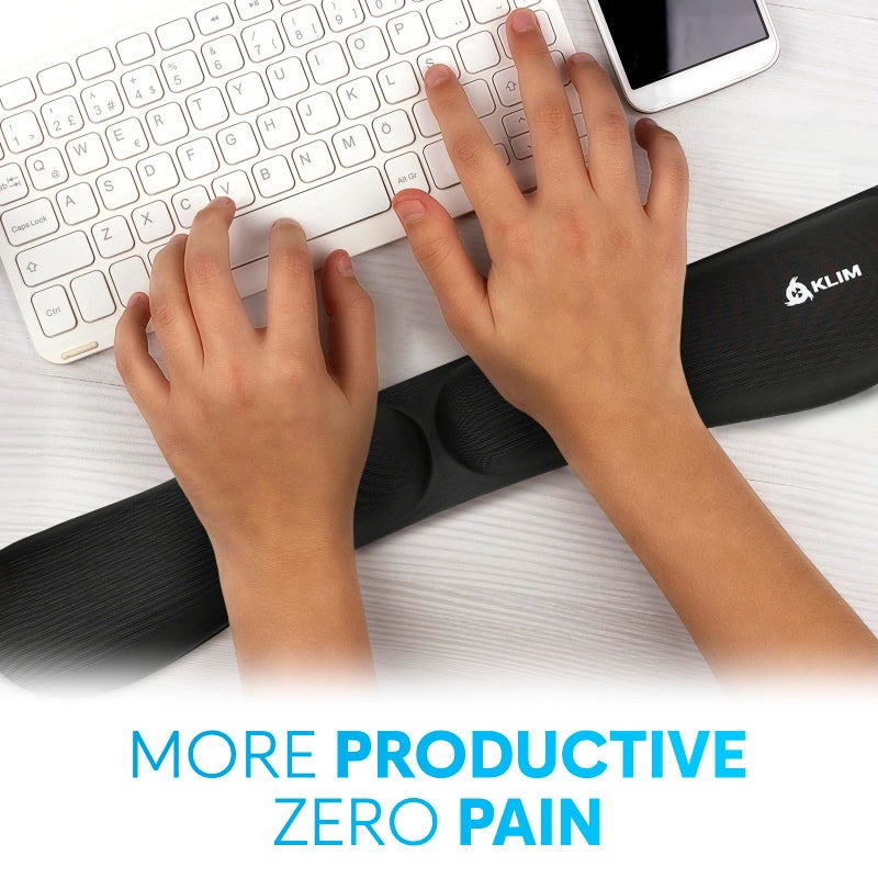 KLIM Keyboard Wrist Rest  Wrist Rest for Computer Keyboard  Memory Foam  Wrist Support  Ergonomic Design for Typing Pain Relief  2 Pieces Mouse & Keyboard Set  Mouse Wrist Rest  Stain Resistant  Black - Image 2